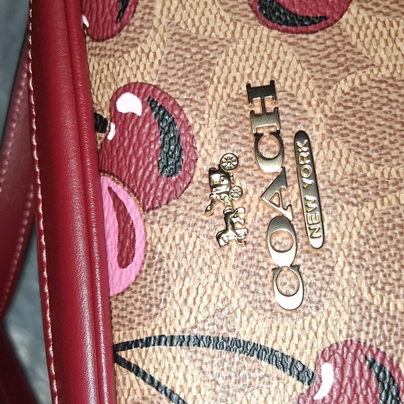 NWOT！COACH Mini Jamie Camera Bag In Signature With Cherry Print - Picture 3 of 8